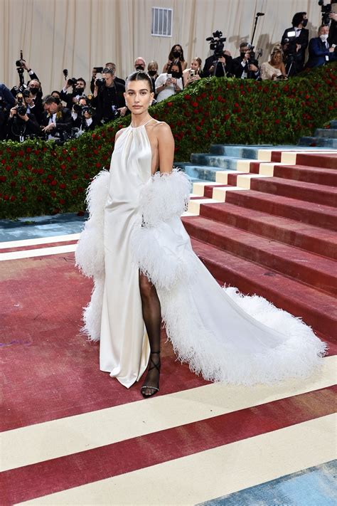 yves saint laurent met gala 2022|Hailey Bieber wearing Saint Laurent by Anthony .